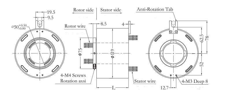 Through Bore Slip Ring XH50119 Series