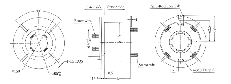 Through Bore Slip Ring XH50119F Series